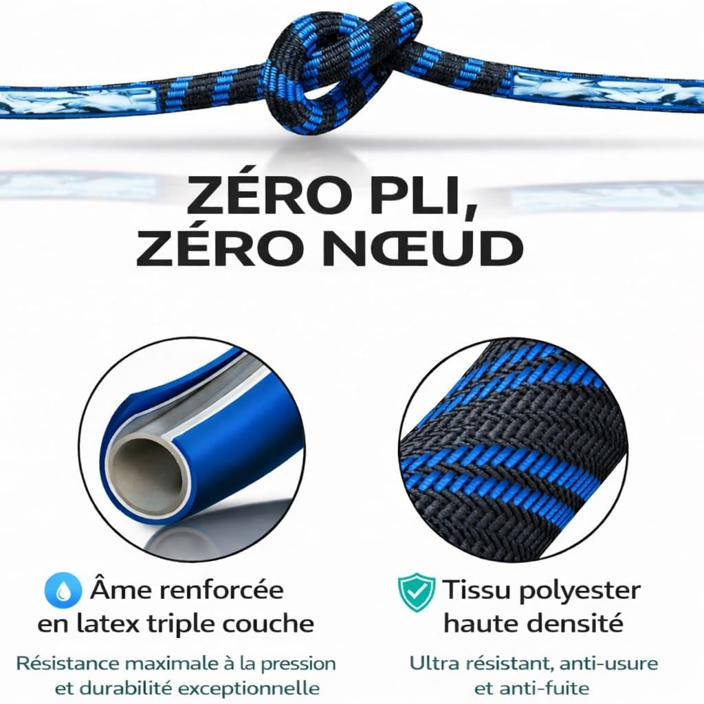 Tuyau d'arrosage extensible Jet Force sous pression avec son pistolet