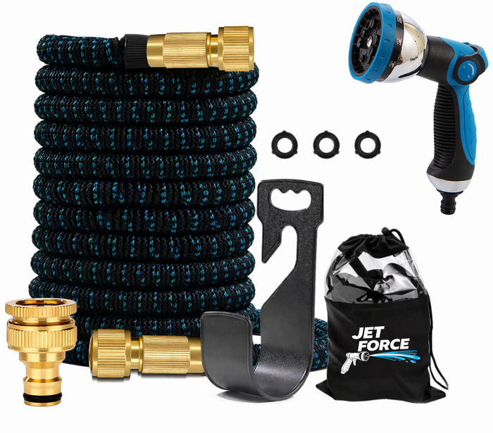 Kit tuyau d'arrosage extensible Jet Force avec sac de rangement, sans enrouleur