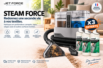 Steam Force – Shampouineuse vapeur 4-en-1 canapé et tapis