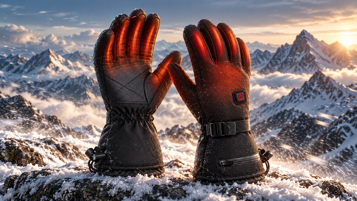 Gants chauffants Jet Force sur un sommet enneigé